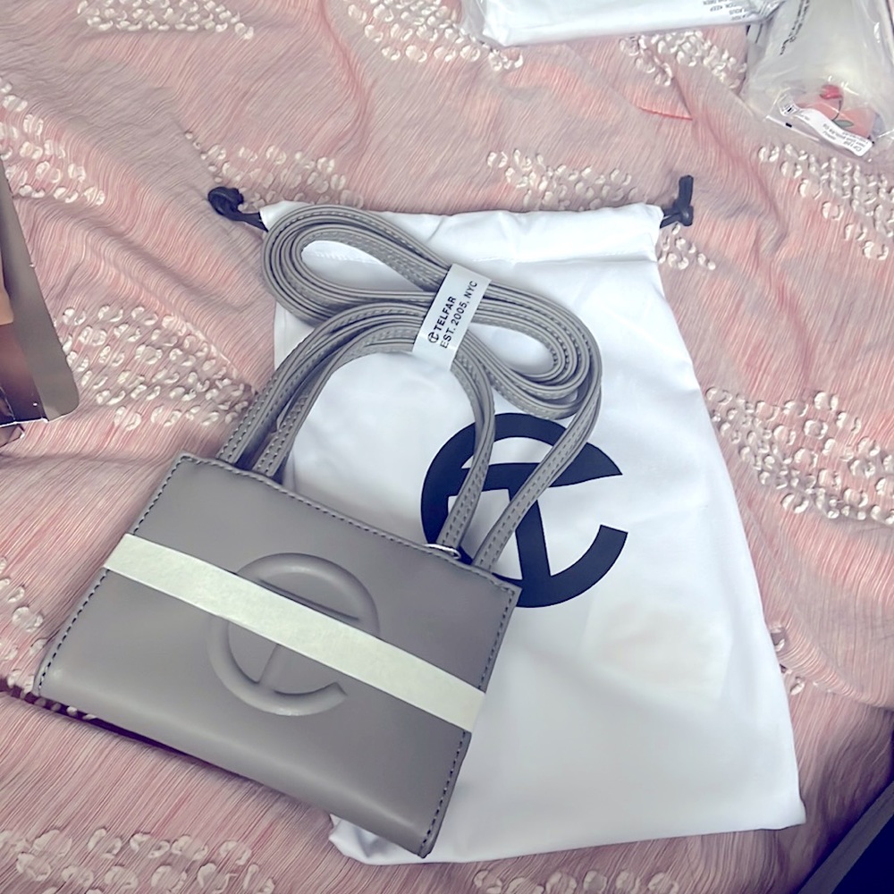 telfar grey small shopping bag
